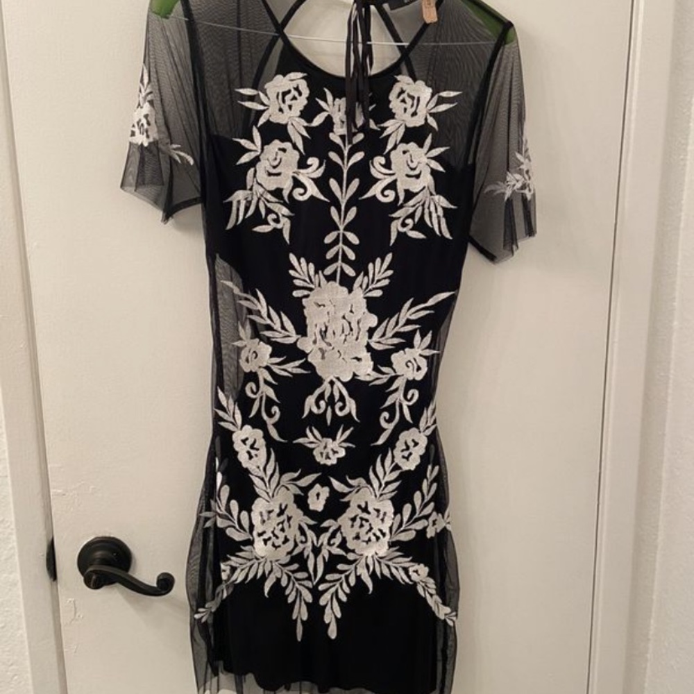 Mesh Black and white dress.